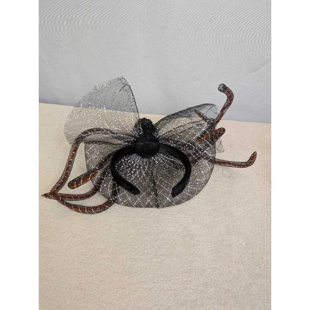 Halloween Spider Headband Fascinator Black Orange Sparkle Party Costume Accessor